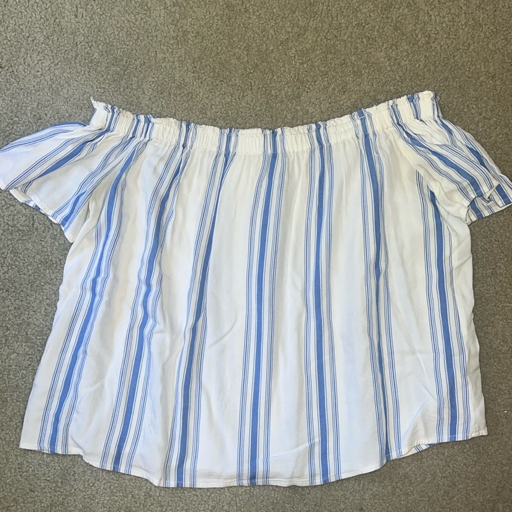 Forever 21 Blue and white off the shoulder top